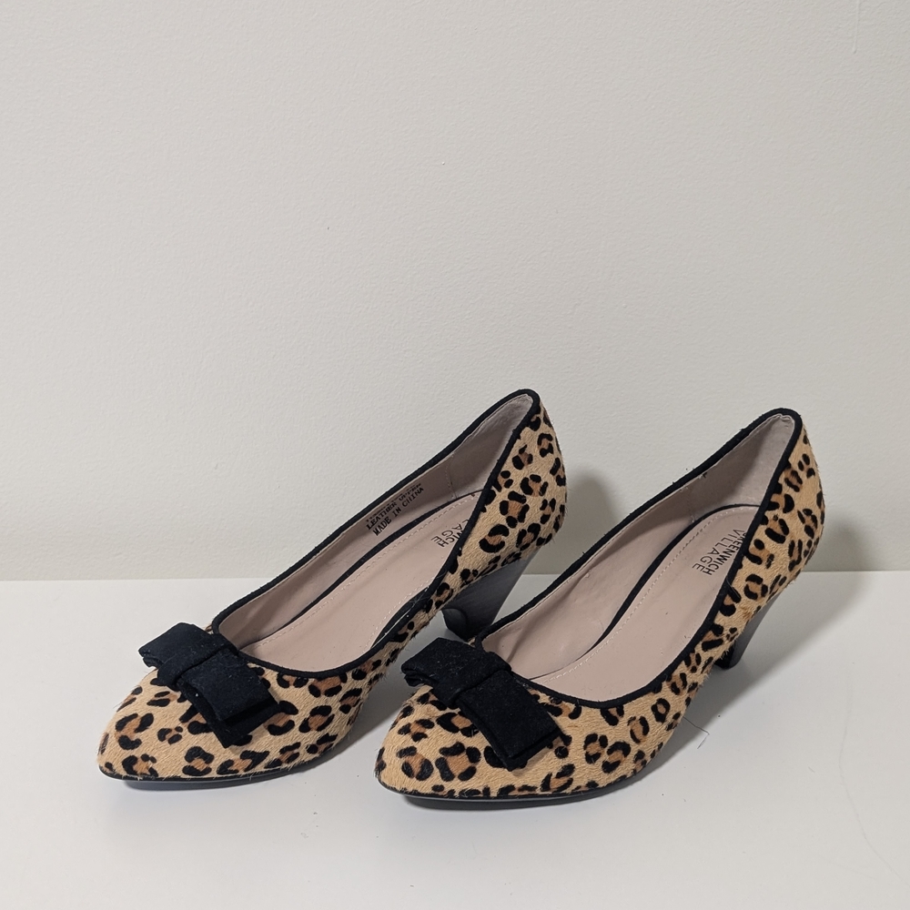Chic Leopard Print Heels with Black Bow